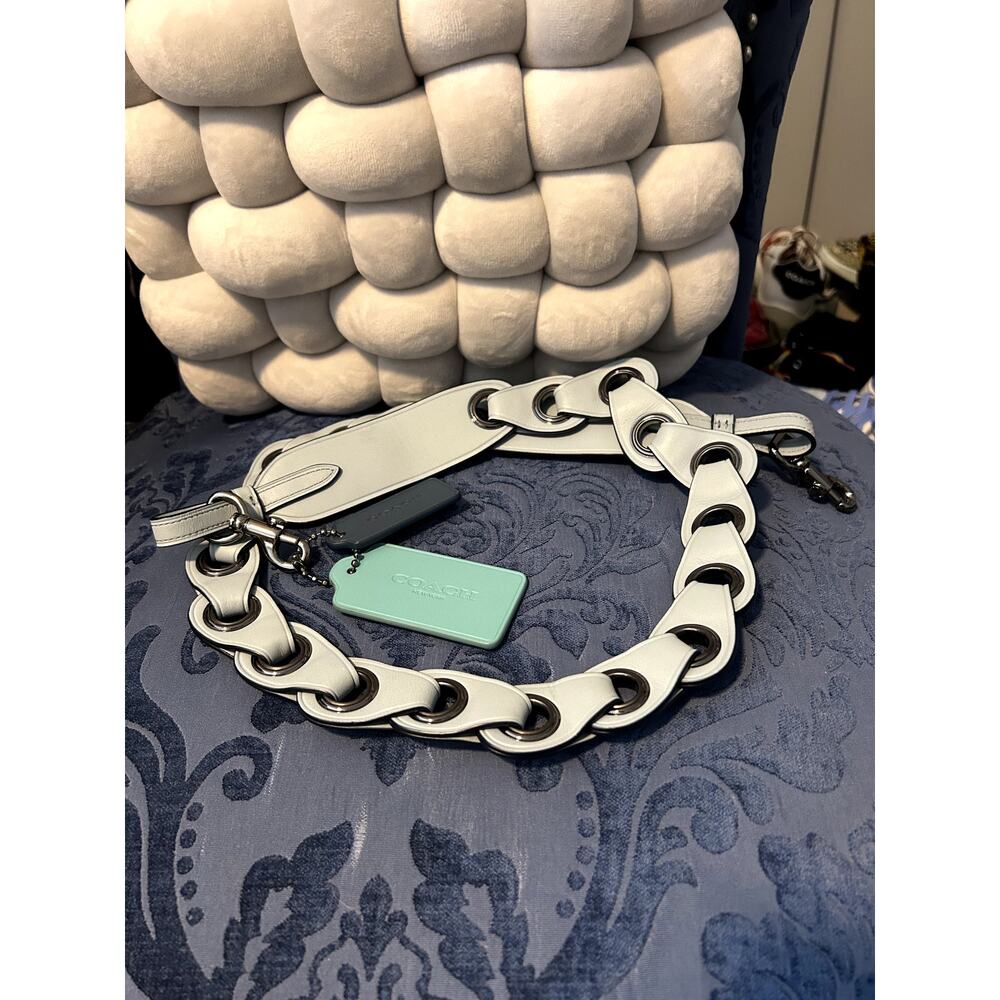 Coach Light Blue Braided Strap with Two Hang Tags
